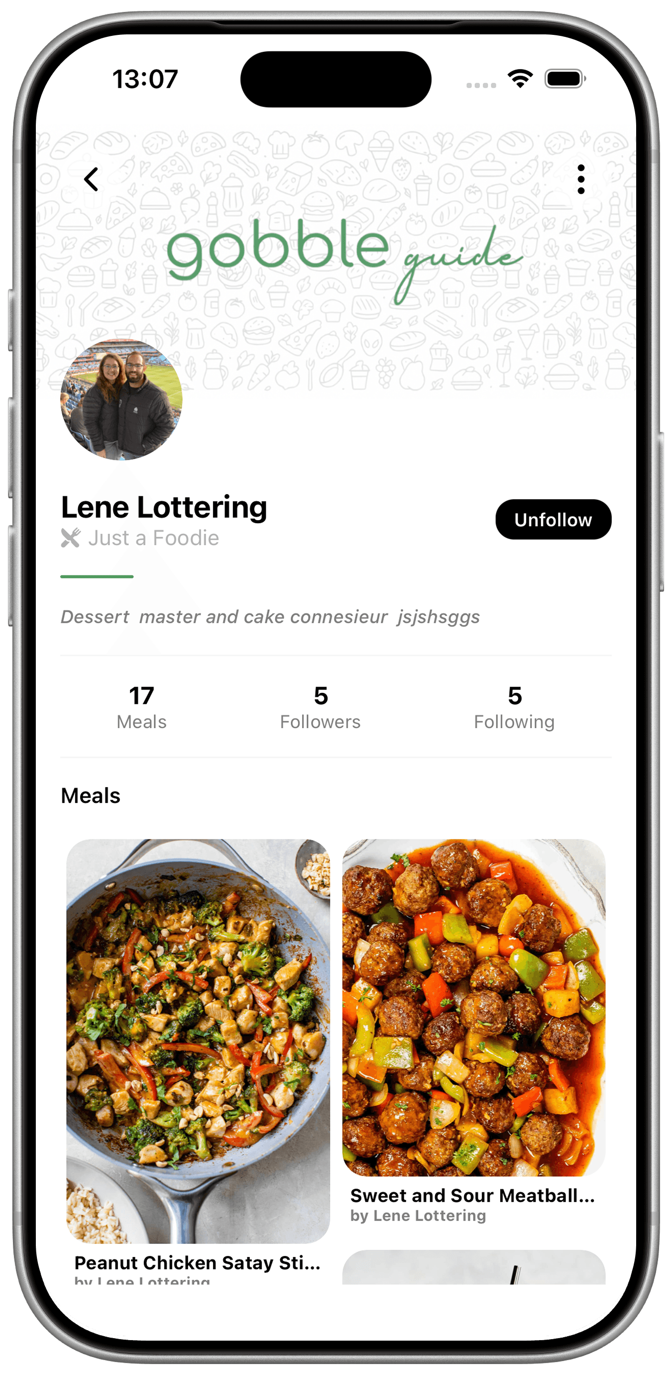 Gobble Guide profile screen